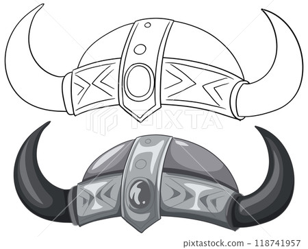 Viking Warrior Helmets Illustration 118741957