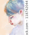 Watercolor illustration of a boy looking down 118742044