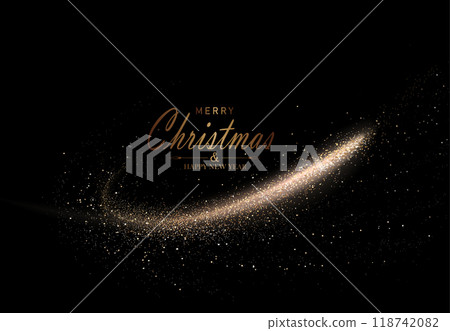 Merry Christmas. Isolated arc of golden gradient with glittering tinsel 118742082