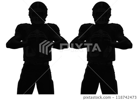 Silhouette American football player . Active sports people healthy players fitness silhouettes concept. Silhouette American football player . Active sports people healthy players fitness silhouettes concept. 118742473