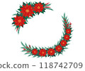 Poinsettia Christmas wreath illustration 118742709