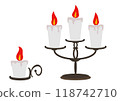 Illustration of a candle burning on a candle stand 118742710
