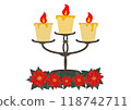 Poinsettia and Christmas candle illustration 118742711