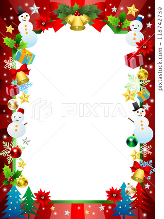 Christmas photo frame, cute, burst, red, vertical Christmas photo frame, cute, burst, red, vertical 118742739