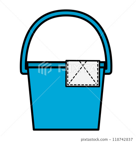 Illustration of a bucket with a rag hanging on the edge of the bucket 118742837