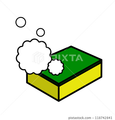 Illustration of a sponge with bubbles 118742841