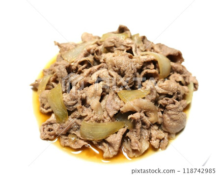 美味的炒豬肉和洋蔥配柑橘醬 美味的炒豬肉和洋蔥配柑橘醬 118742985