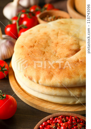 Tasty bakery food concept - delicious Pita, food for making in home 118743096