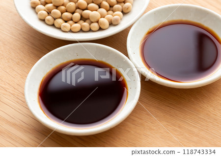 Soybeans and dark and light soy sauce Soybeans and dark and light soy sauce 118743334