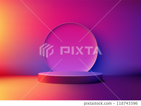 Gradient Purple and Pink Podium for Minimalist Product Showroom, Ideal for Elegant Displays and Creative Visuals 118743396