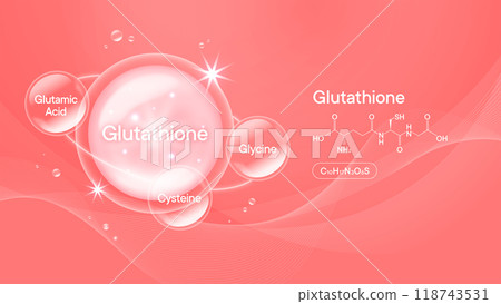 受穀胱甘肽啟發的美容成分的粉紅色向量圖 受穀胱甘肽啟發的美容成分的粉紅色向量圖 118743531