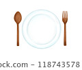 Hand-drawn style natural stylish wooden cutlery illustration 118743578