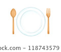 Hand-drawn style natural stylish wooden cutlery illustration 118743579