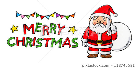Santa and Merry Christmas lettering 118743581