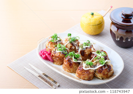 Takoyaki served on a plate Takoyaki served on a plate 118743947