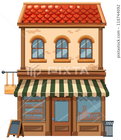 Charming Two-Story Storefront Illustration 118744092