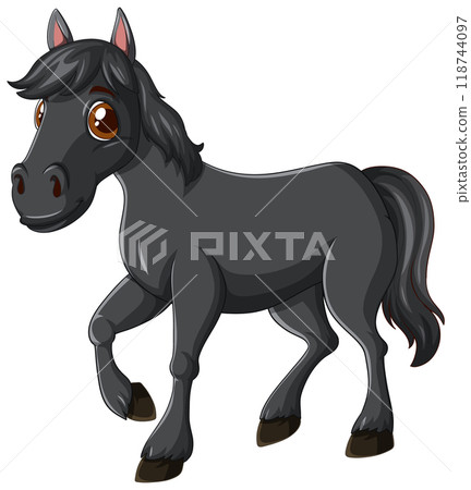 Cute Cartoon Black Horse Cute Cartoon Black Horse 118744097