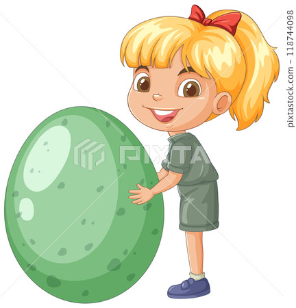 Girl with Dinosaur Egg Girl with Dinosaur Egg 118744098