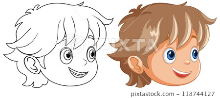 Happy Cartoon Boy Illustration Happy Cartoon Boy Illustration 118744127