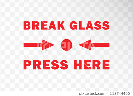 Break glass, press here. Emergency Fire Alarm System icon symbol. Fire alarm button logo sign. Vector illustration image. Isolated on background. Break glass, press here. Emergency Fire Alarm System icon symbol. Fire alarm button logo sign. Vector illustration image. Isolated on background. 118744400