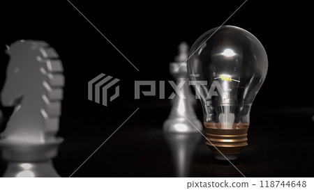The light bulb and chess for idea or business concept 3d rendering. The light bulb and chess for idea or business concept 3d rendering. 118744648