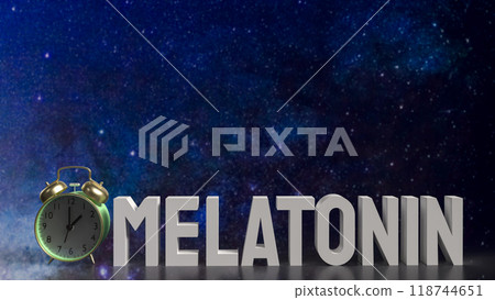 The melatonin and clock for medical and sci concept 3d rendering. The melatonin and clock for medical and sci concept 3d rendering. 118744651