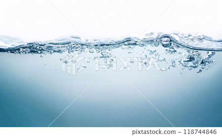 從側面看水面的邊界線。濕氣的圖像。	 118744846