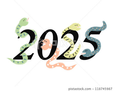 2025 年新年賀卡與蛇插圖 2025 年新年賀卡與蛇插圖 118745987