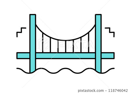 Simple vector icon illustration of a dilapidated bridge 118746042