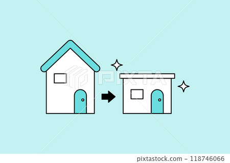 Reducing a two-story building to a single-story building. A simple vector icon illustration of a renovation image. 118746066