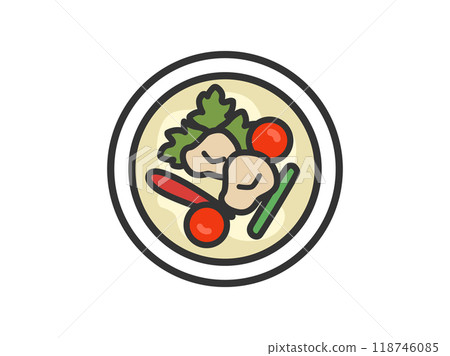 泰國菜 Tom Kha Gai 圖示插圖(線條畫顏色) 泰國菜 Tom Kha Gai 圖示插圖(線條畫顏色) 118746085