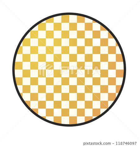 Simple checkered Japanese-style frame illustration (gold) 118746097