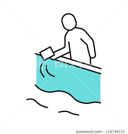 一個人在海上撒骨灰的簡單向量圖示說明 118746115