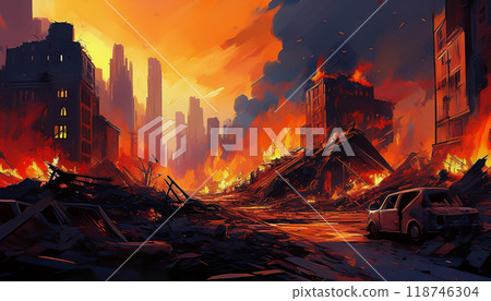 Burning cityscape (AI-generated image) Burning cityscape (AI-generated image) 118746304