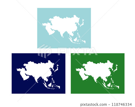 Blank map of Asia_3 color background set 118746334