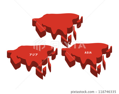 亞洲3D簡單地圖set_curve紅色 118746335
