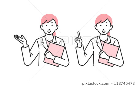一位女醫生給解釋的插圖 118746478