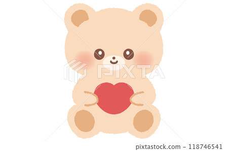 Cute teddy bear illustration holding a heart Cute teddy bear illustration holding a heart 118746541