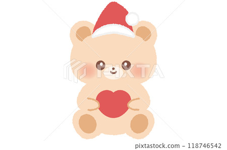 戴著聖誕老人帽的可愛熊的卡通片 118746542