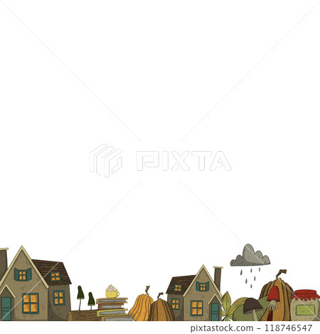 cozy fall letter template, hand drawn border 118746547