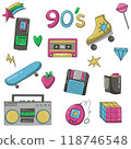 Retro 90's clipart set. Y2K. nostalgic set. flat style doodle stickers 118746548