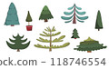 Christmas tree collection, modern flat design. Can be used for printed materials - leaflets, posters, greeting cards , stickers, posters 118746554