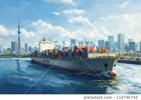 Container ship full of containers 118746748