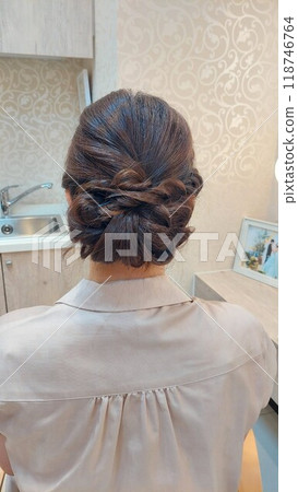 Woman's back view, hairstyle, up, hairstyle, woman Woman's back view, hairstyle, up, hairstyle, woman 118746764