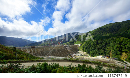 September 2024, Naruse Dam construction site, from the right bank observation deck, Akita Prefecture 118747349
