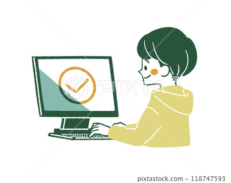 Man using a computer - 4 colors 118747593