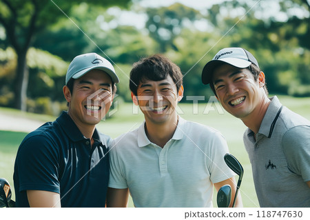 Smiling golf buddies Smiling golf buddies 118747630
