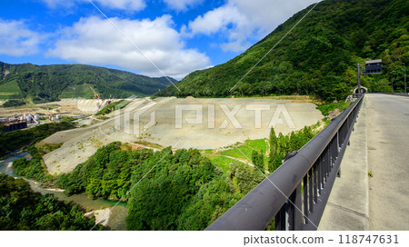 September 2024, Dam construction site, from Yumesennin Bridge, Akita Prefecture 118747631