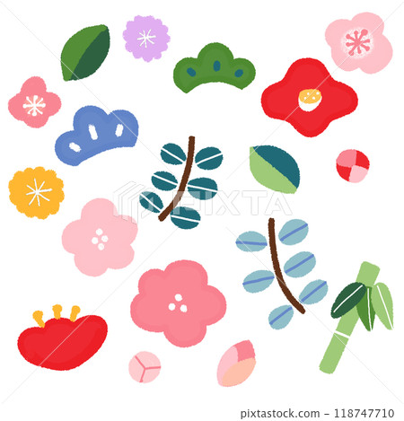 Decorative illustrations for New Year's cards Decorative illustrations for New Year's cards 118747710