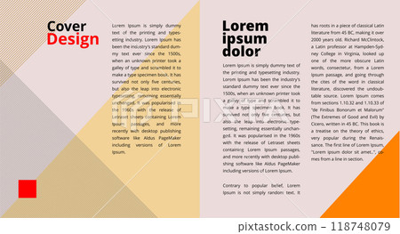 Modern cover design template with colorful dynamic overlay lines. Color vector hand drawn illustration 118748079